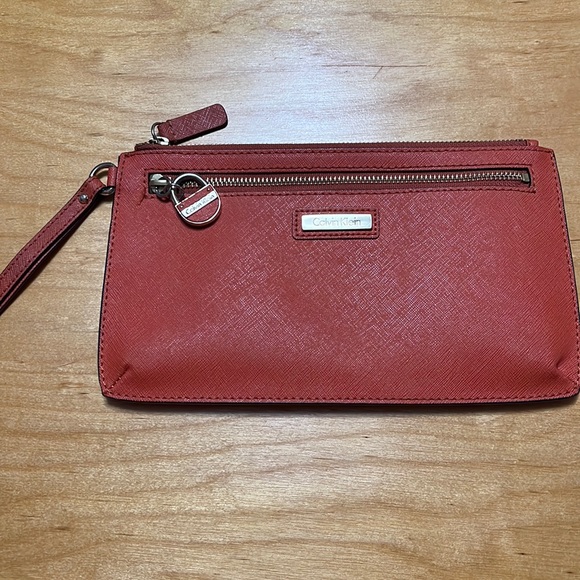 SALE Orange Calvin Klein Wristlet - Picture 1 of 7